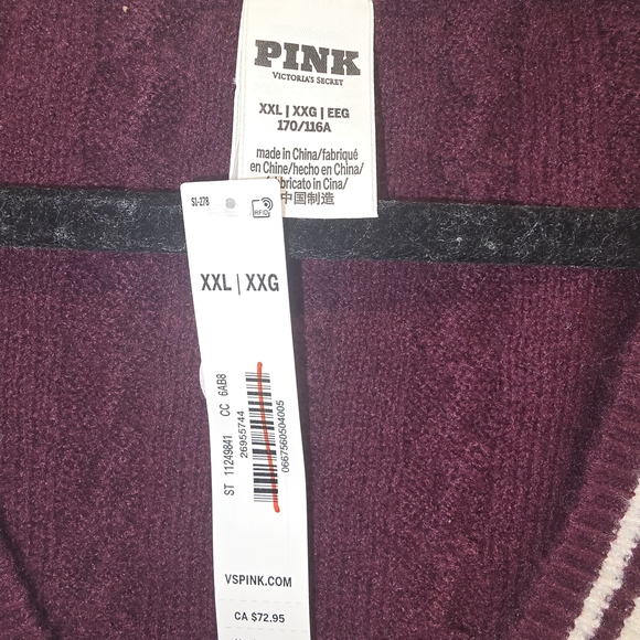Victoria Secret Pink Purple V-Neck Sweater Size Xxl Nwt - Picture 5 of 8